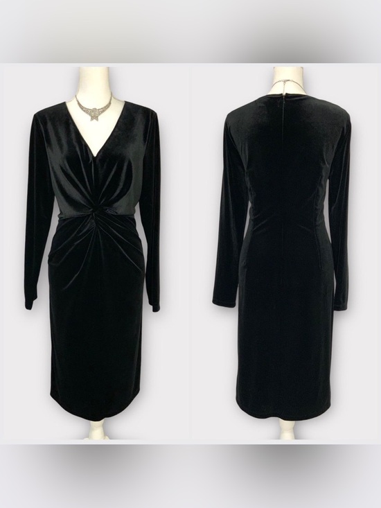 Brooks Brothers Dresses & Skirts - Brooks Brothers Black Velvet Twist-Front Long Sleeve Dress